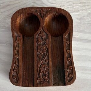 VTG Carved Wooden Pipe Stand Made in India
